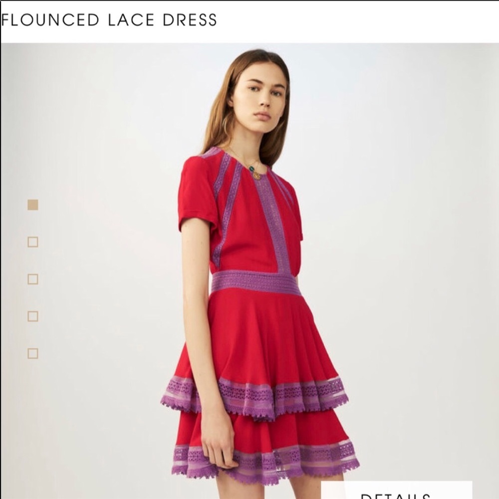 Authentic Maje Flounced Lace dress Size: 1, Small